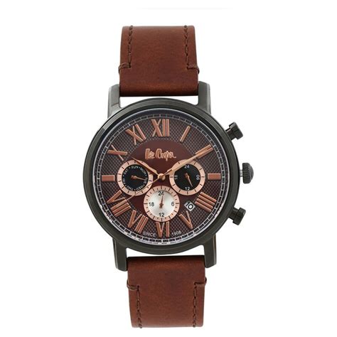 Buy Online Lee Cooper Quartz Multifunction Brown Dial Leather Strap ...