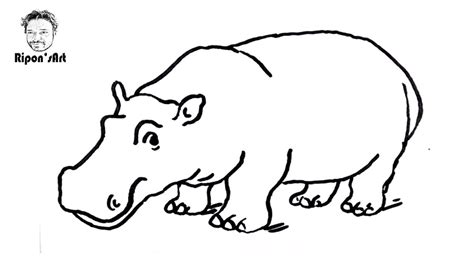 How to Draw a Hippopotamus easy. - YouTube