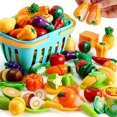 JOYIN 68Pcs Cutting Play Food Toy Set for Toddlers Kitchen India | Ubuy