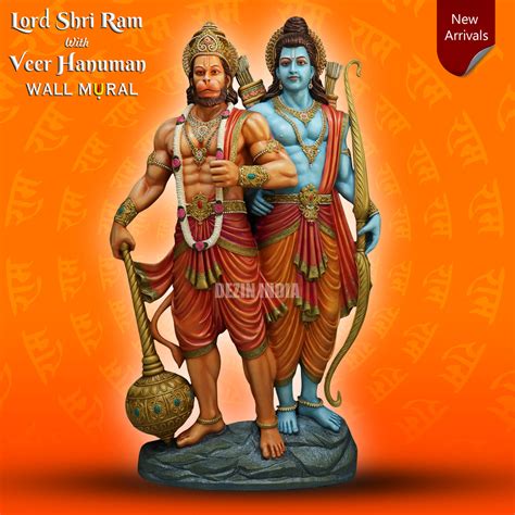 Lord Shri Ram With Veer Hanuman 3D Wall Mural | Divine Raghunandan Art ...