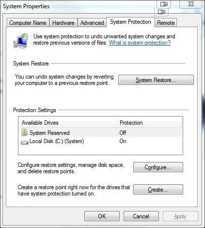 System Protection Is Available Only in Online Operating System System Recovery 的图像结果