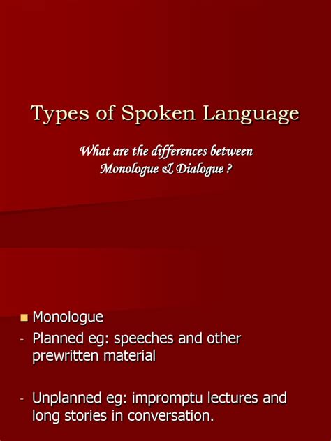 Types of Spoken Language L&S | PDF | Stress (Linguistics) | Conversation