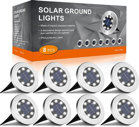 FLOWood Solar Lights Outdoor Garden, 8 H Working 600mAh Solar Floor ...