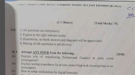 CS Sol4 Cyber Forensics: Comprehensive Exam Questions - Studocu