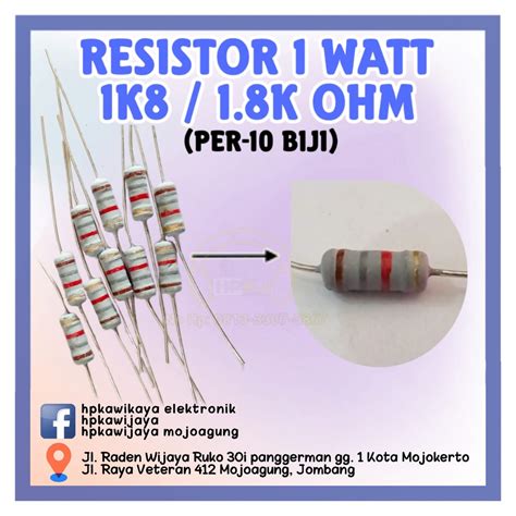 Jual ( 40PCS ) RESISTOR 1 WATT 1.8K OHM 1watt 1,8K ohm R 1 watt 1K8ohm ...