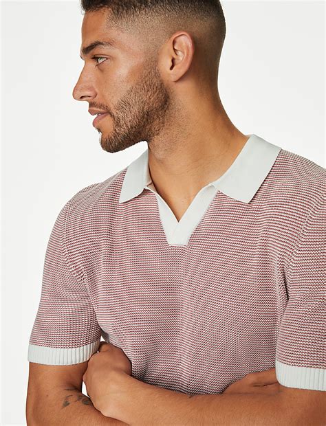 Buy Cotton Rich Open Neck Knitted Polo Shirt at Marks & Spencer