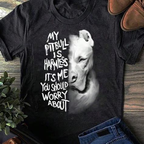 My Pitbull Is Harmless Quote Dog Items Owner T-Shirt - Gift For Dog ...