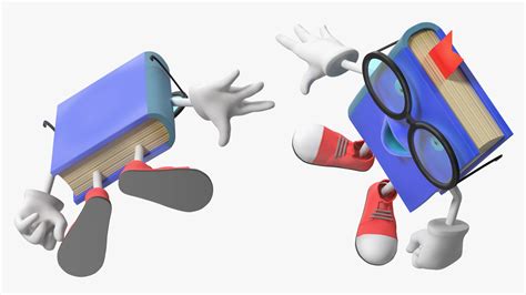 3D Cartoon Blue Book Character Standing Pose | 3D Molier International