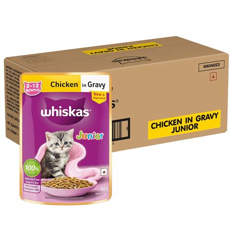 Buy Whiskas Junior Kitten (2-12 Months) Wet Cat Food, Chicken in Gravy ...