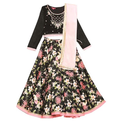 BIBA Girl Cotton Readymade Embroidery Flared Lehenga Set (Kidtonal ...