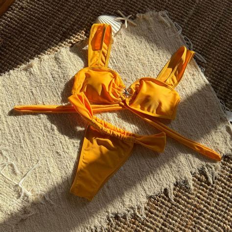 Solid Color Front Star Design Two Piece Swimsuit Orange – The Curvves