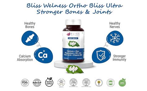Bliss Welness Calcium Magnesium Zinc Vitamin D3 K2 B12 Folic Acid ...
