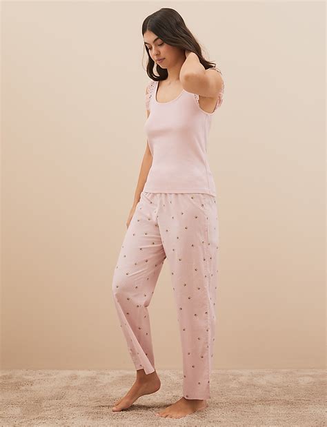 Buy Pure Cotton Bee Print Pyjama Bottoms at Marks & Spencer