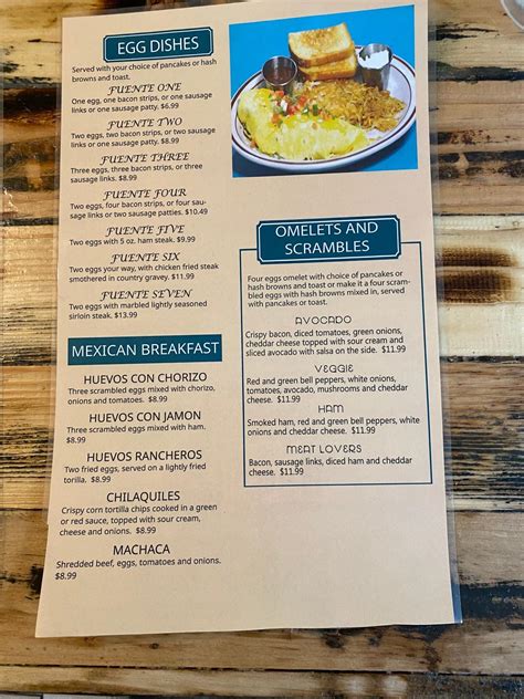 Menu at Fuente De Cafe, Lake Stevens