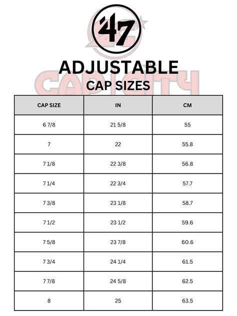 '47 CAP SIZE CHART