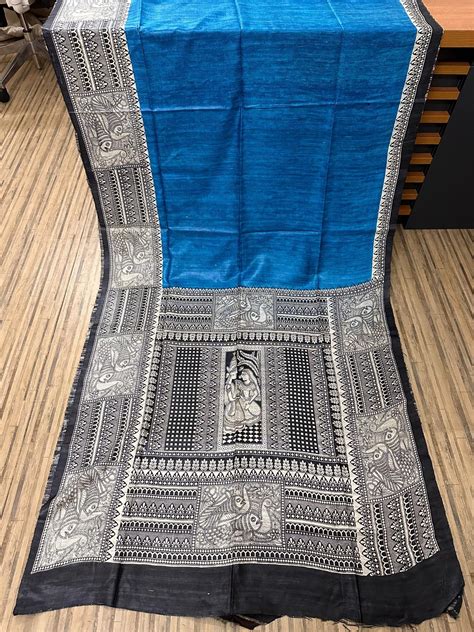 Buy Madhubani Screen Print Tussar Gicha Saree with Silk Mark ...