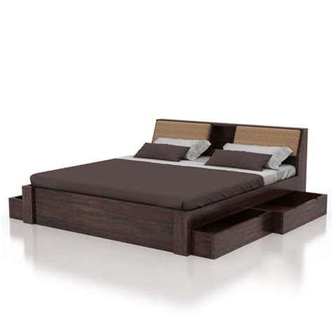 Mayor Solid Sheesham Wood Bed with Four Drawer Storage – Ganpati Arts