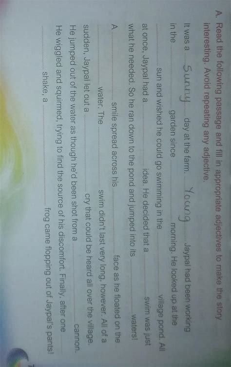 please answer these blanks with adjectives who will answer all ...