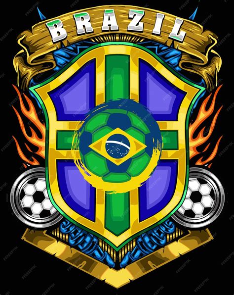 Ilustração de futebol do brasil isolada em fundo preto para pôster ...