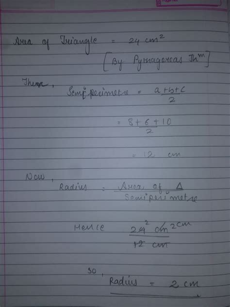 ABC is right angled triangle with AB=6cm and BC=8cm. A circle with ...