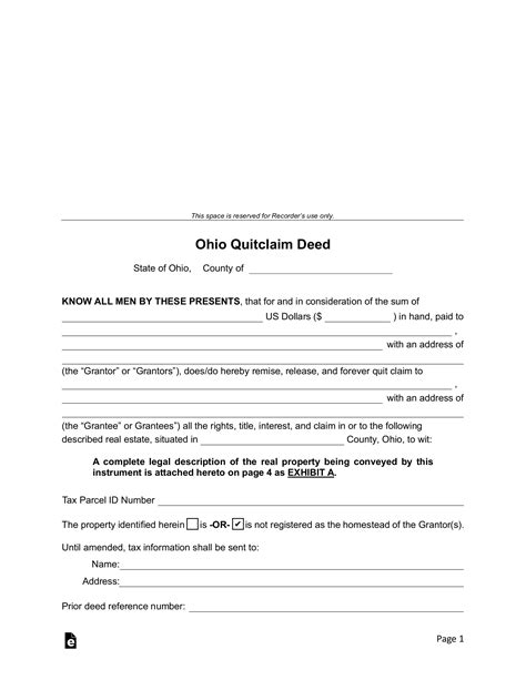 Ohio Quit Claim Deed Template - astra.edu.pl