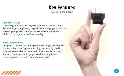 FREE SPIRIT 2-Pin Flat to Round US Conversion Plug, Compact Electrical ...