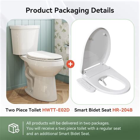 HOROW Toilets White Elongated Tall height 12-in Rough-In 1.6 GPF Dual ...