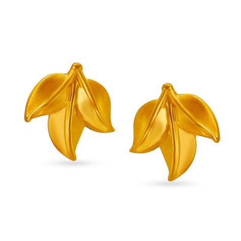 Simplistic 22 Karat Yellow Gold Leaf Studs
