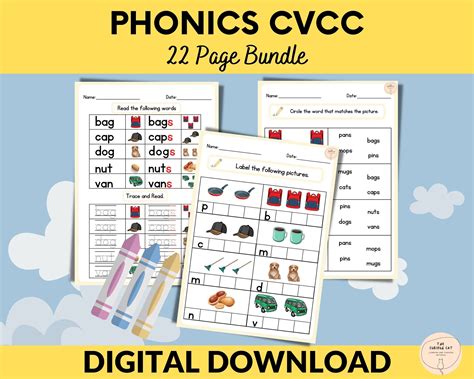 Kindergarten Phonics Worksheets, CVCC Phonics, Initial Reading Support Printouts, Word Tracing ...