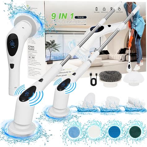 Cordless Electric Floor & Tile Scrubber, LED Display & Voice ...