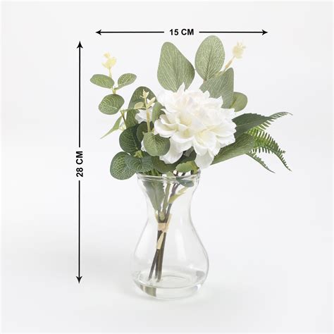Buy Gloria Artificial Daisy Flowers in Glass Vase - 28 cm from Home ...