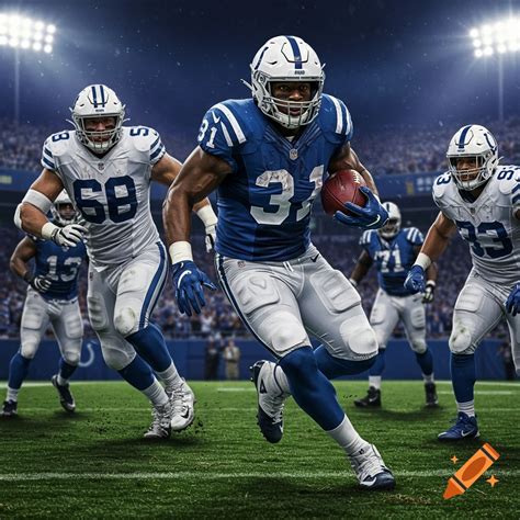 Photorealistic image of an Indianapolis Colts football player running ...