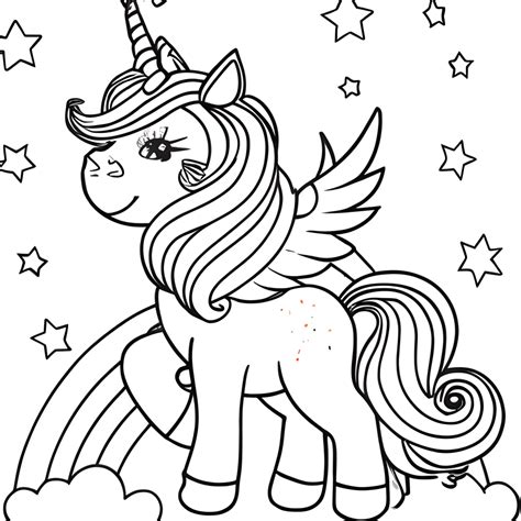 Cute Unicorn Rainbow Coloring Pages at webzekeblog Blog