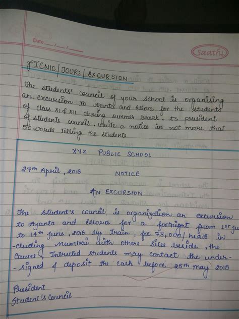 How To Write A Notice To Announce A Picnic Being Organised By The ...