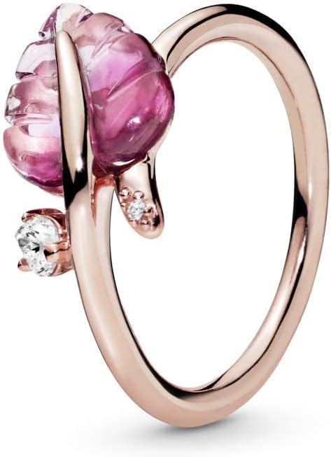 PANDORA Pink Murano Glass Leaf PANDORA Rose Ring India | Ubuy