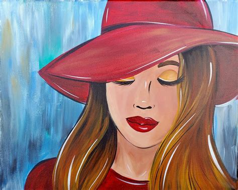 Lady with Red Hat Canvas Paint Kit – Sips n Strokes