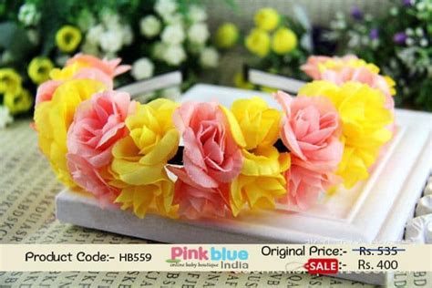 Beautiful Floral Hair Band for Toddlers in India with Peach and Yellow ...