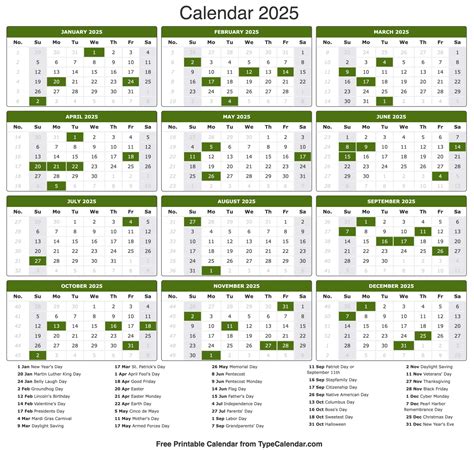Printable 2025 Postal Holiday Calendar