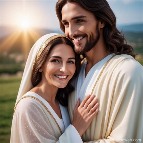 Jesus Christ and Mary Smiling | Stable Diffusion Online