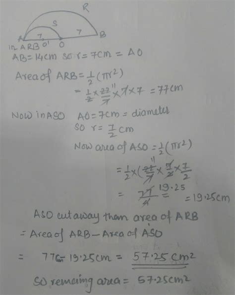 ARB represent a semicircular plate where AB=14cm .A semicircle ASO is ...