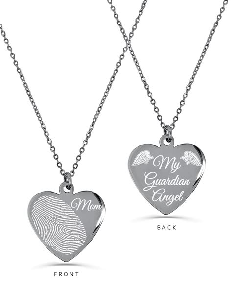 Memorial Fingerprint Jewelry, Actual Thumbprint Necklace, Engraved ...