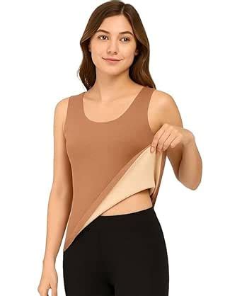 Fashiol Women's Thermal Solid Seamless No-Show Sleeveless Fleece-Lined ...