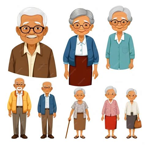 Filipino Grandpa and Grandma vector set white background isolated a ...