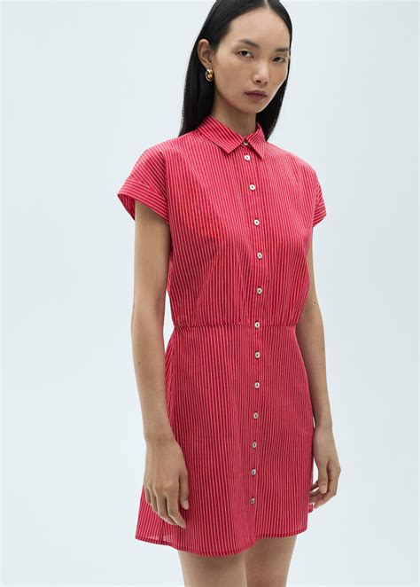 Striped cotton shirt dress - Women | MANGO Malaysia