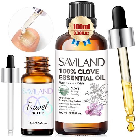 Amazon.com : SAVILAND Clove Oil for Effective Nail Toenail Fungus: 2024 Natural Clove Essential ...