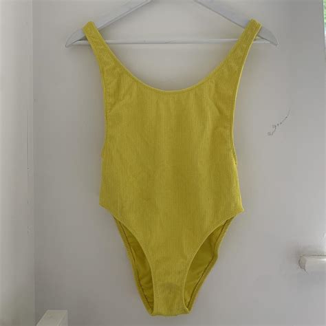 Topshop yellow one piece swim suit Topshop Yellow... - Depop
