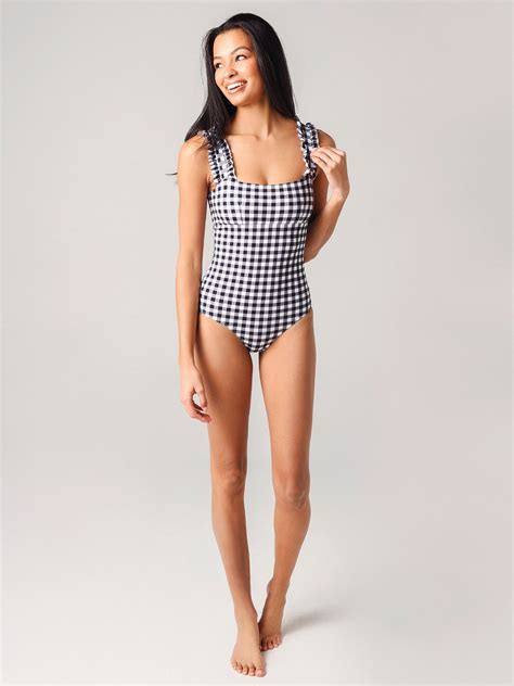 Ephemera Women's Classic Gingham Ruffle One-Piece Swimsuit - Saint Bernard