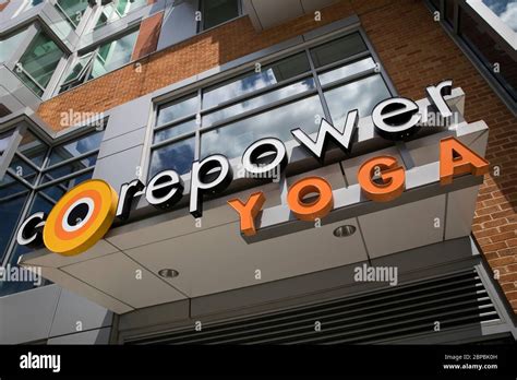 A logo sign outside of a CorePower Yoga location in Washington, D.C ...