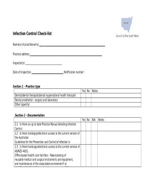 Infection Prevention Checklist for Dental Settings Doc Template | pdfFiller