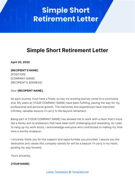 Sample Retirement Letter FREE 28+ Sample Retirement Letter Templates
